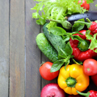 harvest of fresh greens and vegetables