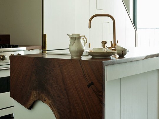 Fold-over wooden countertop