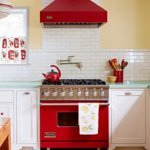 Cherry red retro oven and hood