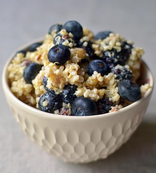 Breakfast Grain Salad with Blueberries, Hazelnuts & Lemon