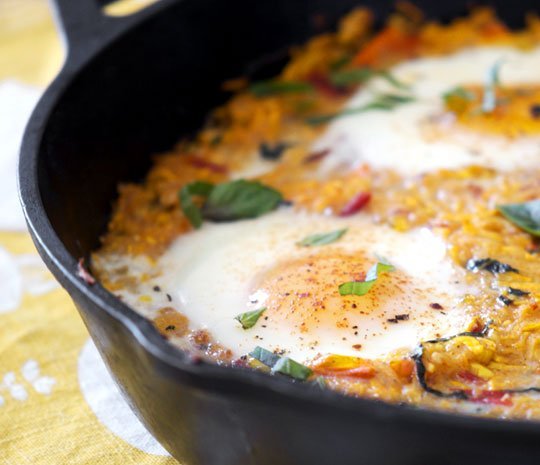 Summer Squash with Baked Eggs