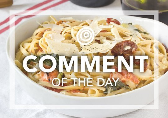 Peppers and onions in pasta - Comment of the day