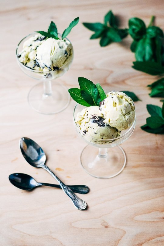 Basil and Mint Chocolate Chip Ice Cream