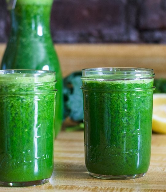 Green juice in mason jars