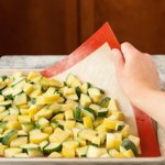 Frozen zucchini on a tray