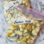 Bags of frozen zucchini