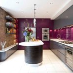 High Gloss Plum kitchen cabinets